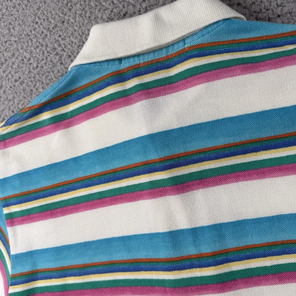 VTG Polo‎ Ralph Lauren Polo Shirt Mens S Pastel Stripes Blue Pony Preppy 90s Y2k